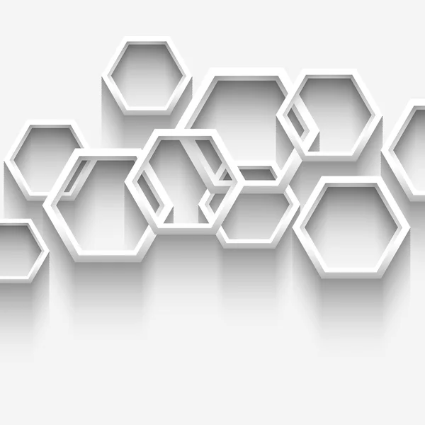 Fond géométrique blanc avec hexagones — Image vectorielle