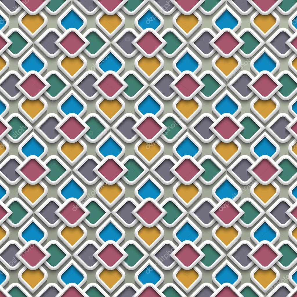 3d colored seamless pattern in islamic style