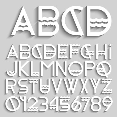 White original alphabet letters and numbers clipart