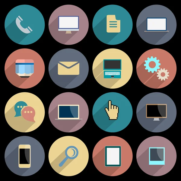 Flat Icons for web and mobile applications objects, business and technology — Stock Vector