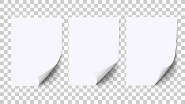 カールコーナーと影 紙のモックアップと白い紙の空のシート 現実的なA4ブランクベントテンプレートは 白に隔離された ベクトルセット ロイヤリティフリーストックベクター