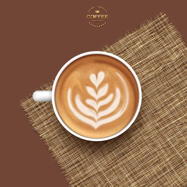 Tazza Bianca Caffè Latte Tulipano Con Tovagliolo Iuta Vista Dall Illustrazioni Stock Royalty Free