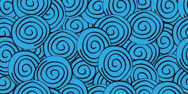 Hand Drawn Swirls Blue Background Wallpaper — Stock Vector