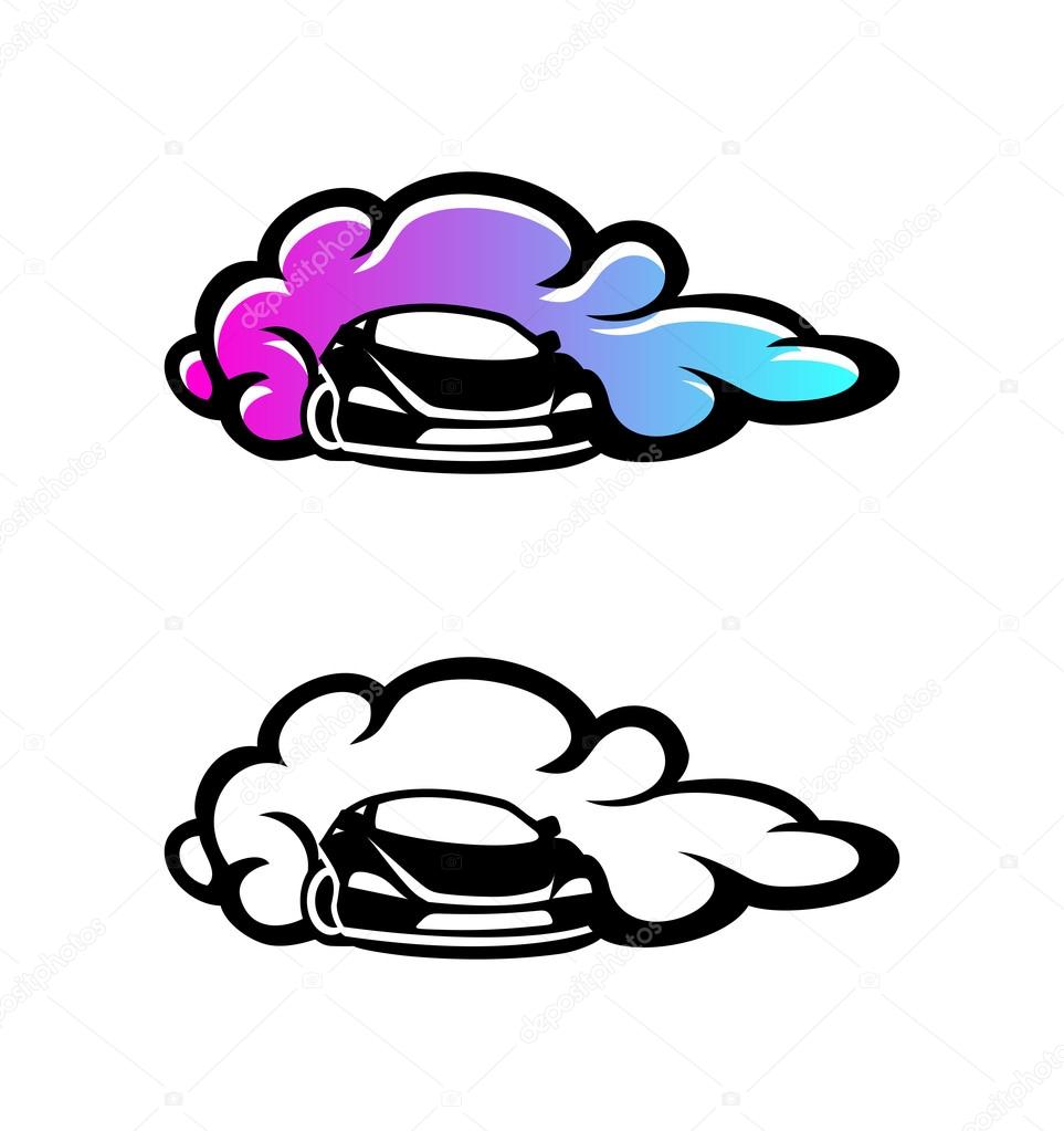 Car spinning and dragging, could be used as logo.