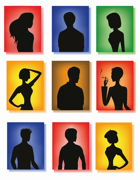 Silhouettes of men and women — Stock Vector