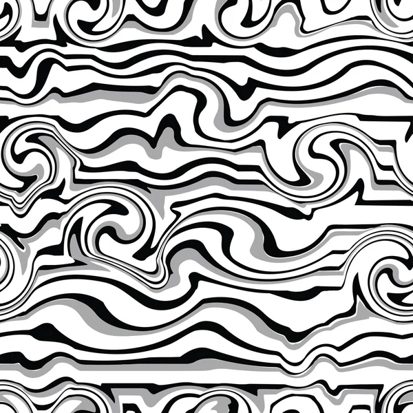 无缝黑色白色波浪图案 — 图库矢量图片