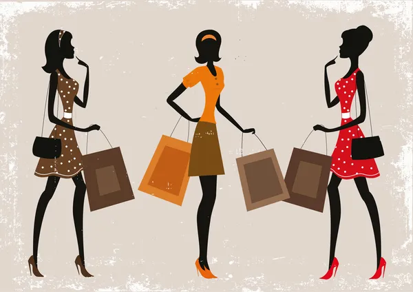 Mujeres Compras — Vector de stock