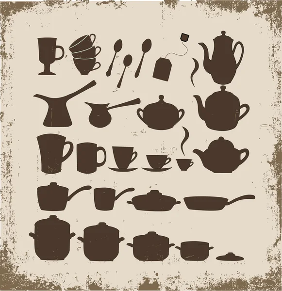 Tea, coffee and pot sets — Stock Vector