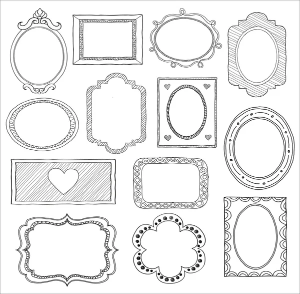 Ensemble de cadre doodle — Image vectorielle