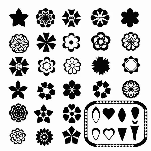 Flower_set and elements — Stock Vector