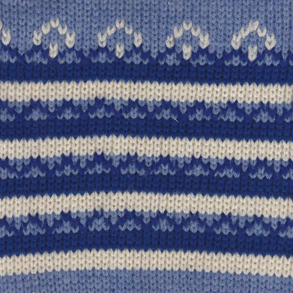 Closeup of blue knitted pattern from winter sweater — Stock Photo, Image