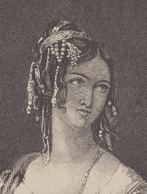 antika bir kadın. Kitap Illustration mihailov lord byron