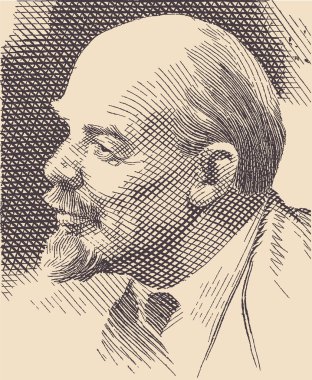 Portrait of Lenin, based on the picture on a post stamp. clipart