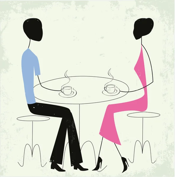 Homme et femme dans un café — Image vectorielle
