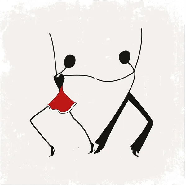 Bailando hombre y mujer, figura de palo — Archivo Imágenes Vectoriales