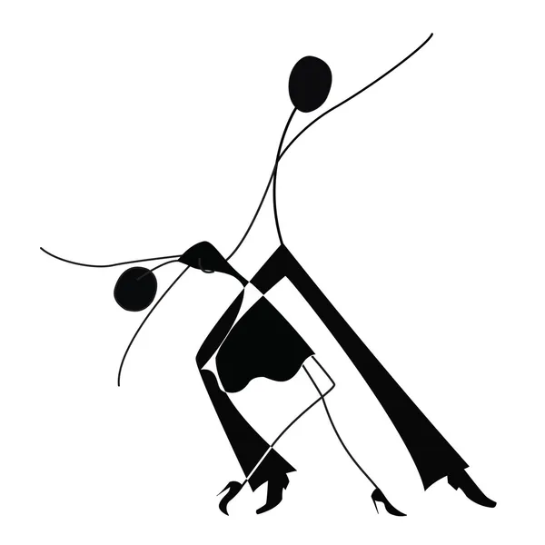Danser homme et femme, figure de bâton — Image vectorielle