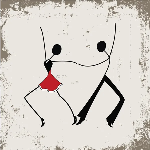 Dancing man and woman, stick figures — Stock Vector