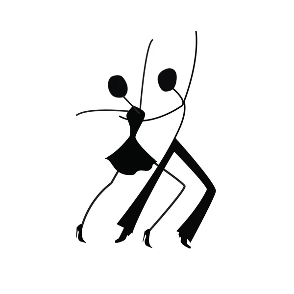 Dancing man and woman, stick figure — Stock Vector