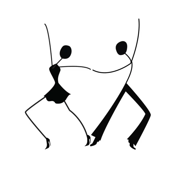 Dancing man and woman, stick figure — Stock Vector