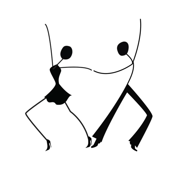 Dancing man and woman, stick figure — Stock Vector