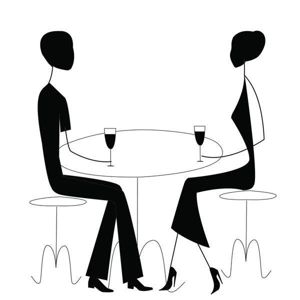 Man and woman in a restaurant — Stock Vector