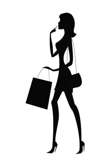 Shopping, silhouette de femme — Image vectorielle