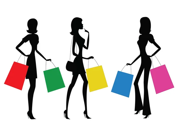 Donne che fanno shopping — Vettoriale Stock