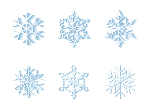 Set of 3D snowflakes — Stock Vector