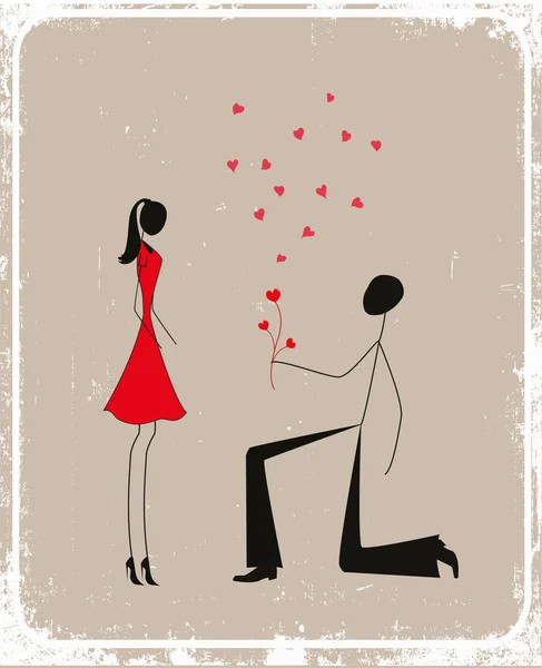 Homme proposant à une femme — Image vectorielle