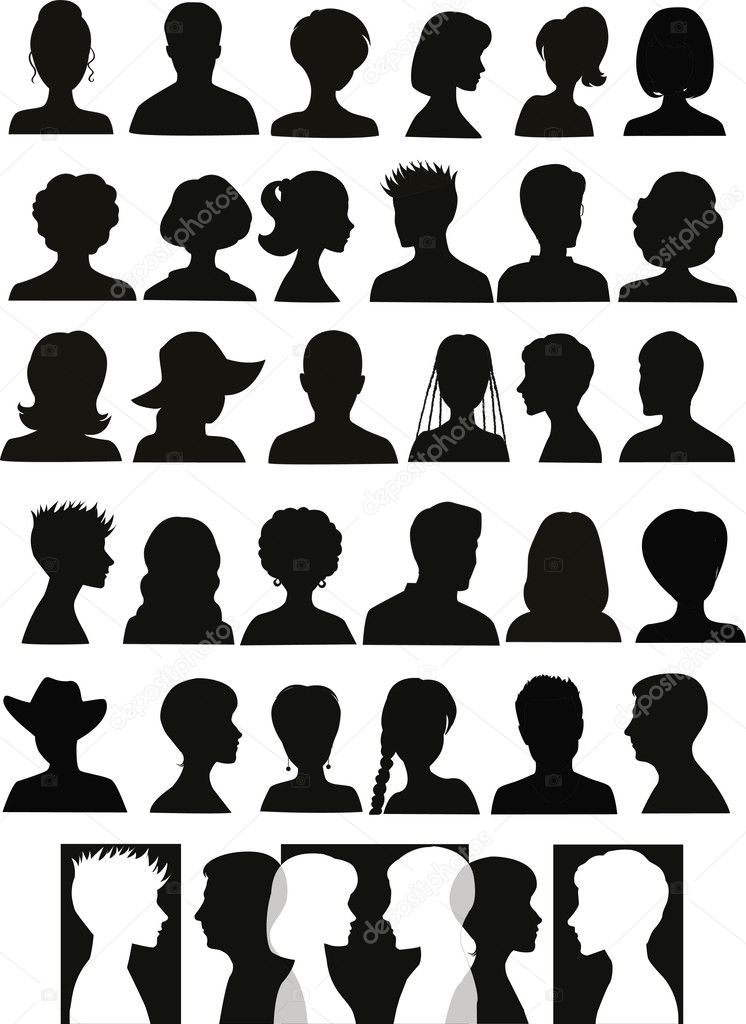 30 head silhouettes