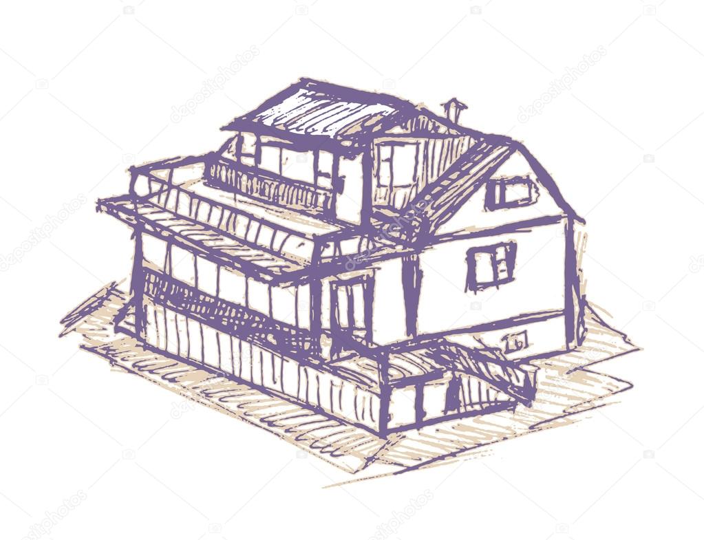 house, sketch vector illustration