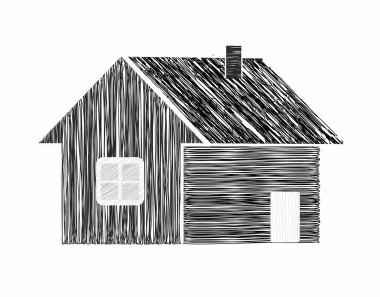 Karalama efekti ile çizilmiş evi