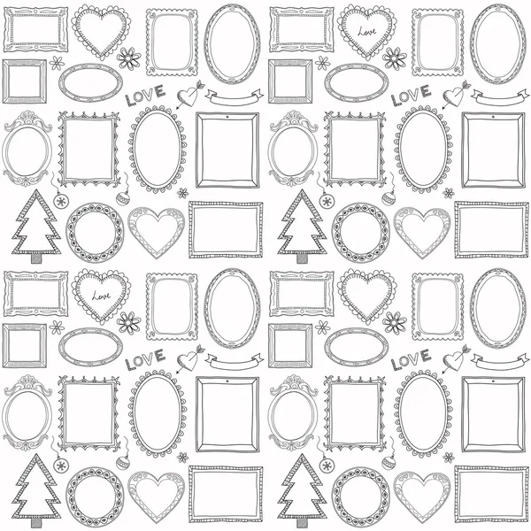 Seamless doodle frame set — Stock Vector