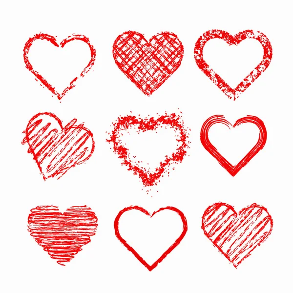 Set of grunge hearts — Stock Vector