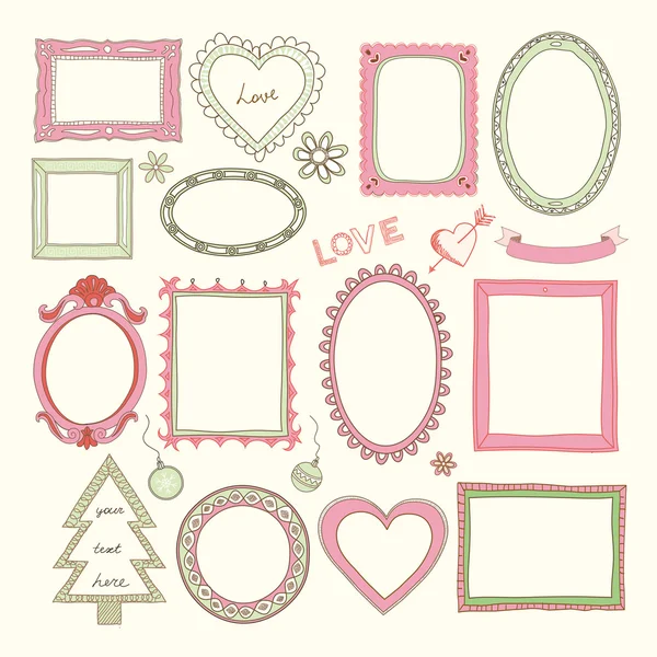 Set of doodle frames and other elements — Stock Vector