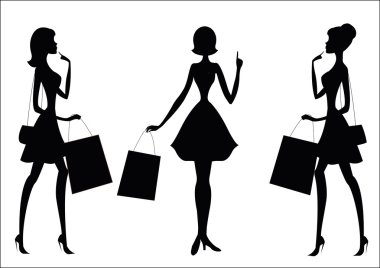 Kadınlar alışveriş. Silhouettes