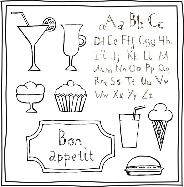 Fødevarer og ABC sæt . – Stock-vektor