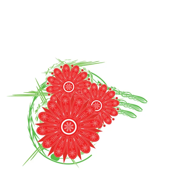 Üç kırmızı çiçek.