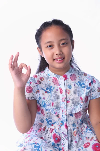 Thai girl shows a sign — Stock Photo, Image