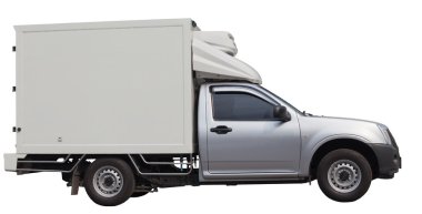 serin konteyner izole beyaz kamyon minibüs