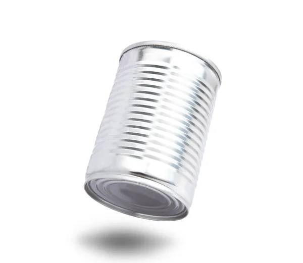 Aluminum can floating on white with bottom shadow — Stock Photo, Image