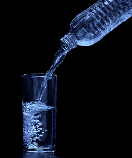 Drinking water glass with black background — Stock Photo, Image