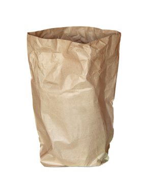 Brown recycle paper bag isolated white clipart