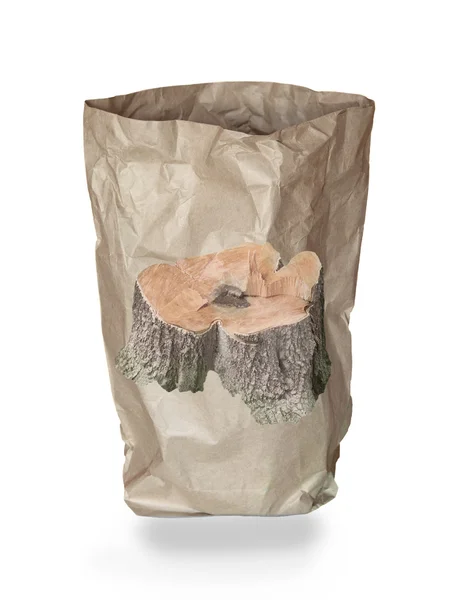 Brown riciclare sacchetto di carta isolato bianco — Foto Stock