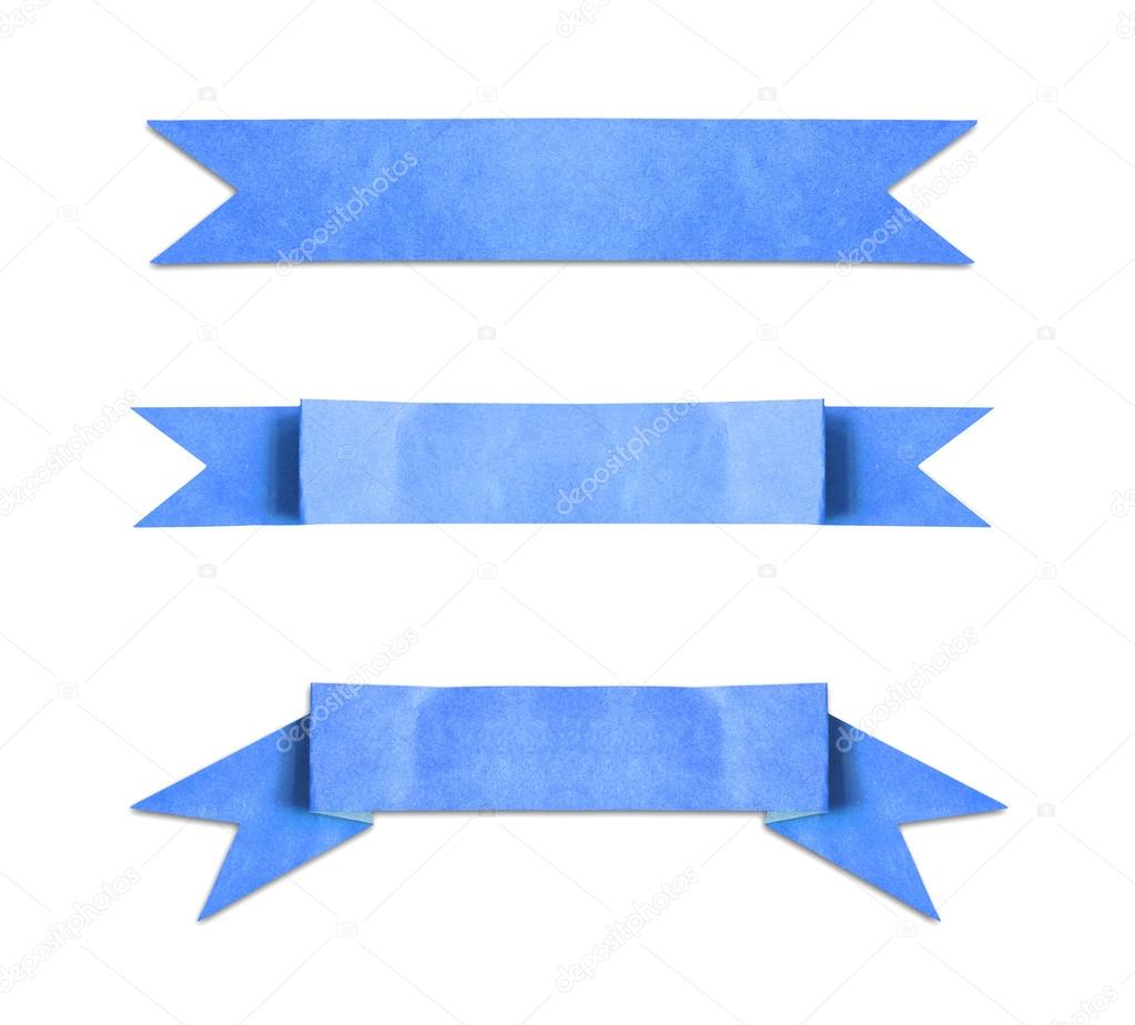 Mixed color used paper banner ribbon on white
