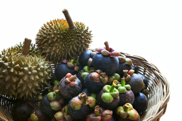 Durian and mangosteen — Stock Photo, Image