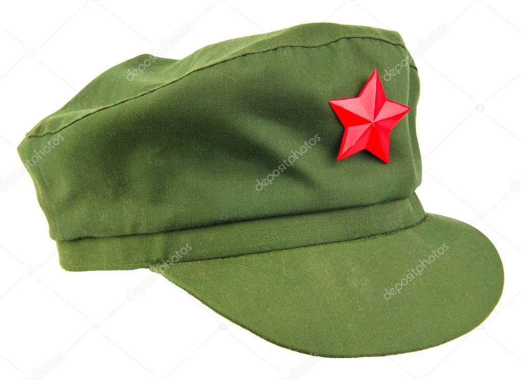 chinese red star cap isolated white