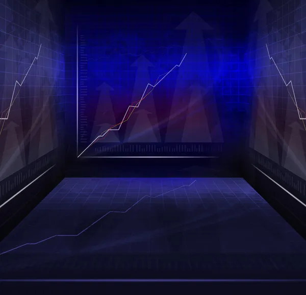 Oorlog kamer van zakelijke bijeenkomst met hedendaagse grafiek indicator achtergrond gebruiken voor multifunctionele in zakelijke thema — Stockfoto