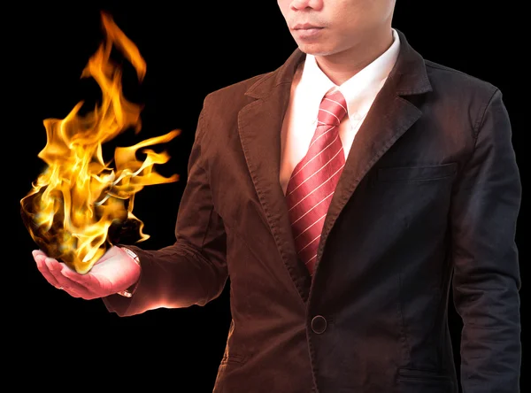 Business man die vuur aan kant flaming — Stockfoto