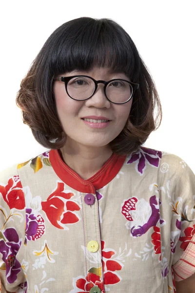 Nahaufnahme Gesicht einer vierzig Jahre alten asiatischen Frau mit Brille — Stockfoto